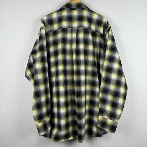 DIXXON Moon Eyes Flannel Men's 4XL Yellow Black Plaid Button Up Heavyweight - Picture 7 of 8